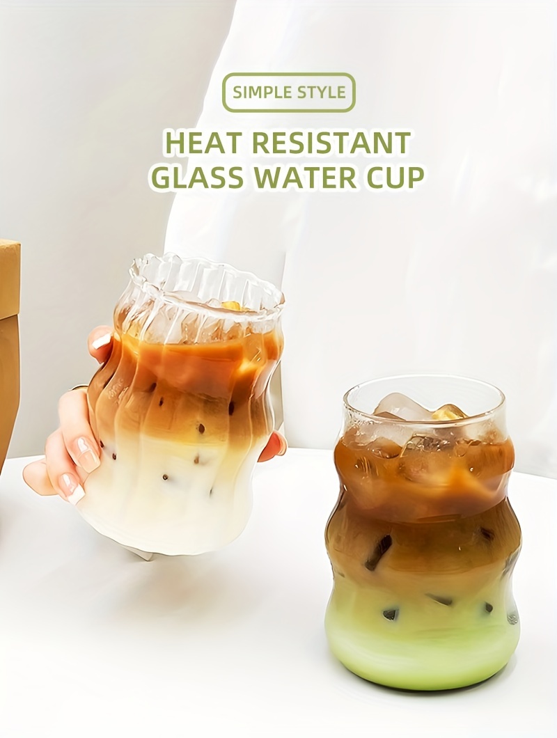 Wavy Glass Cup, High Borosilicate Glass Water Cup, Heat Resistant Iced Coffee  Cups, Stylish Drinking Cups, Summer Winter Drinkware - Temu Spain