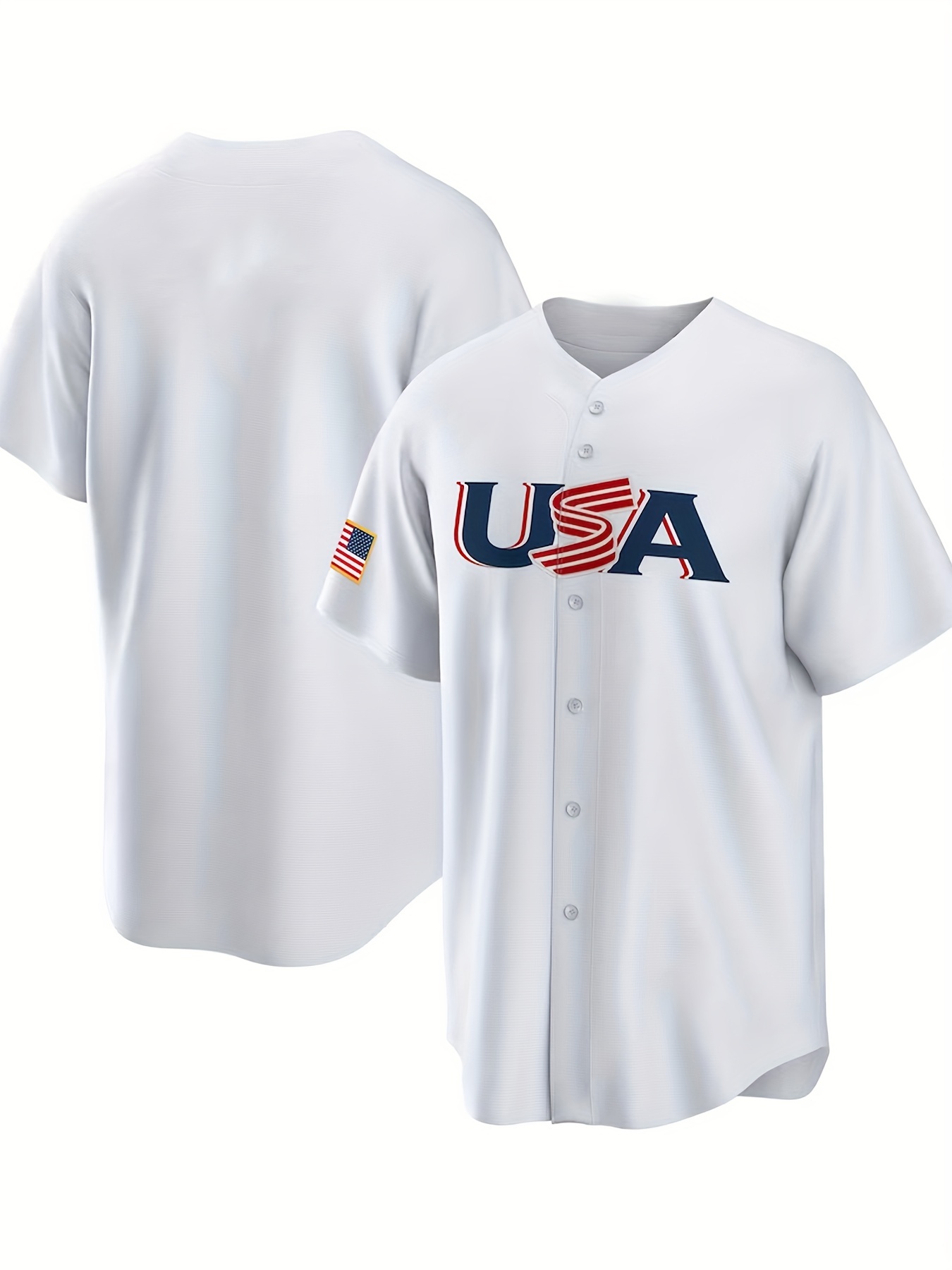 Men's Usa Baseball Jersey, #27 99 3 20 Embroidery Slightly Stretch Button  Up Short Sleeves Uniform Baseball Sweatshirt For Party Costume Gift - Temu