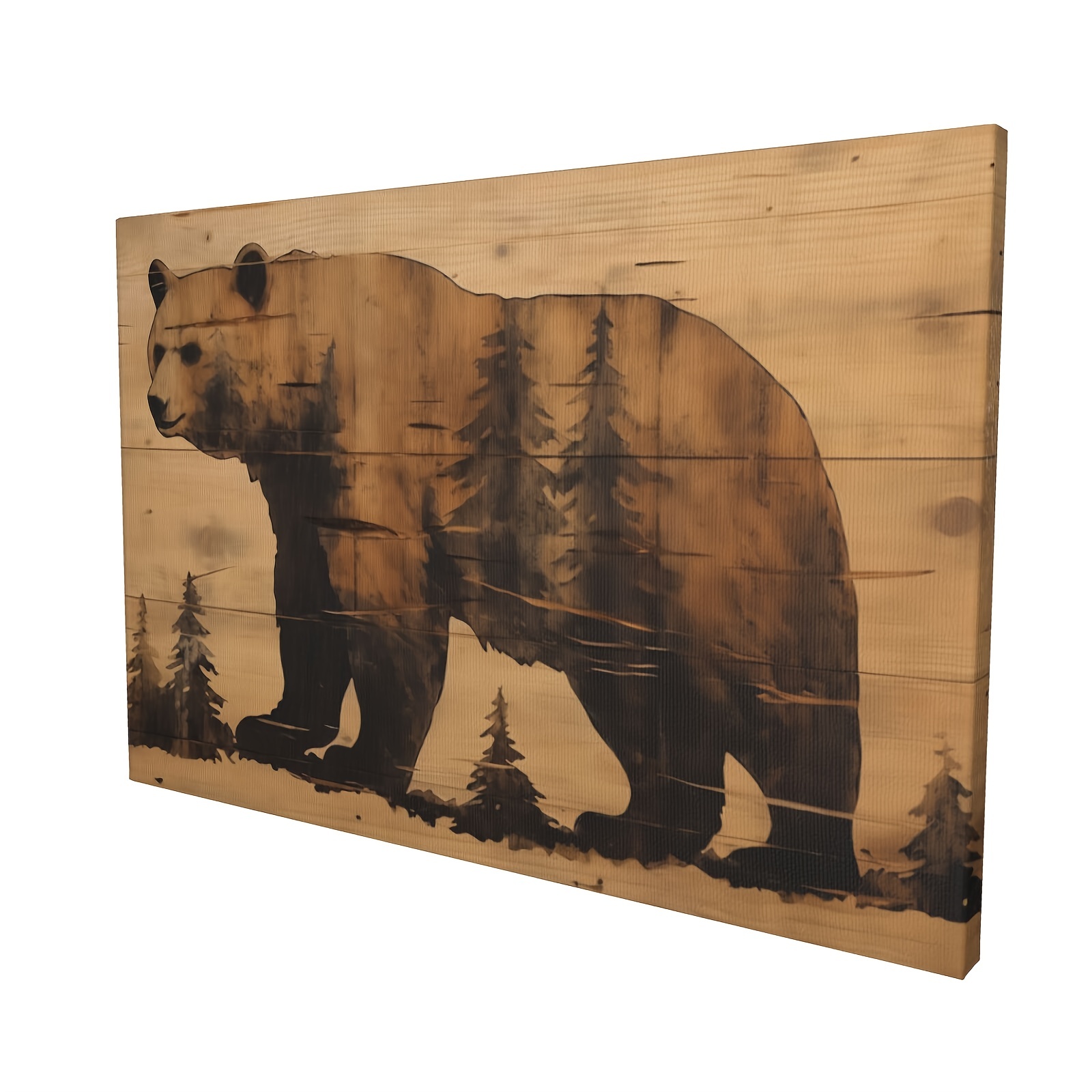 1pc Framed Animals Canvas Print Poster, Grove Mountain Woodland Wildlife  Lodge Bear Canvas Wall Art, Artwork Wall Painting For Bathroom Bedroom  Office