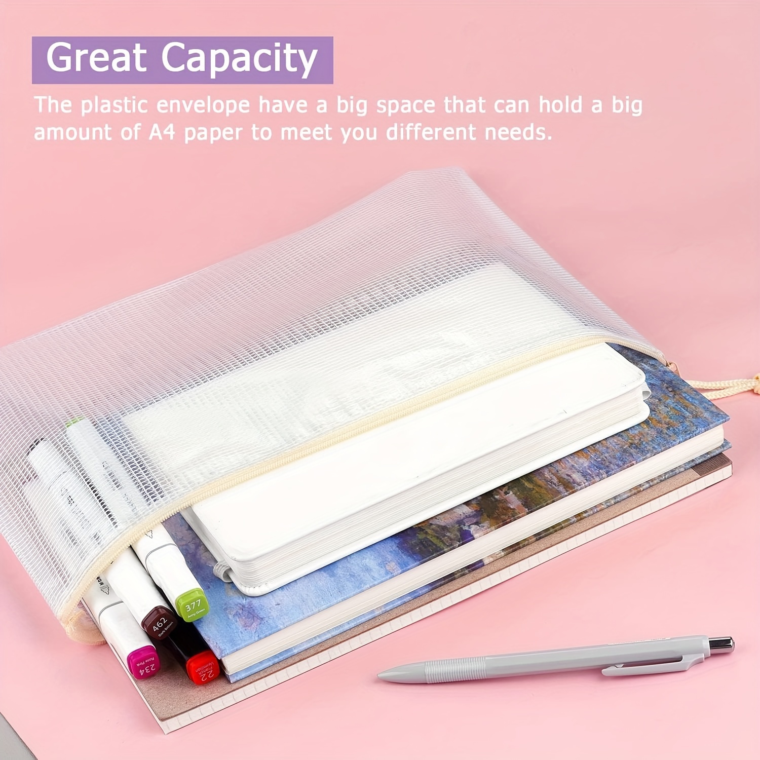 Mesh Zipper Pouch Bags Waterproof Zipper Bags Durable Pouches For  Organization, Storage Bags, Document Bag Letter/a4 - Temu