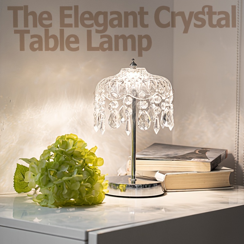 Lampe de table en cristal de chevet de chambre à coucher - Temu France