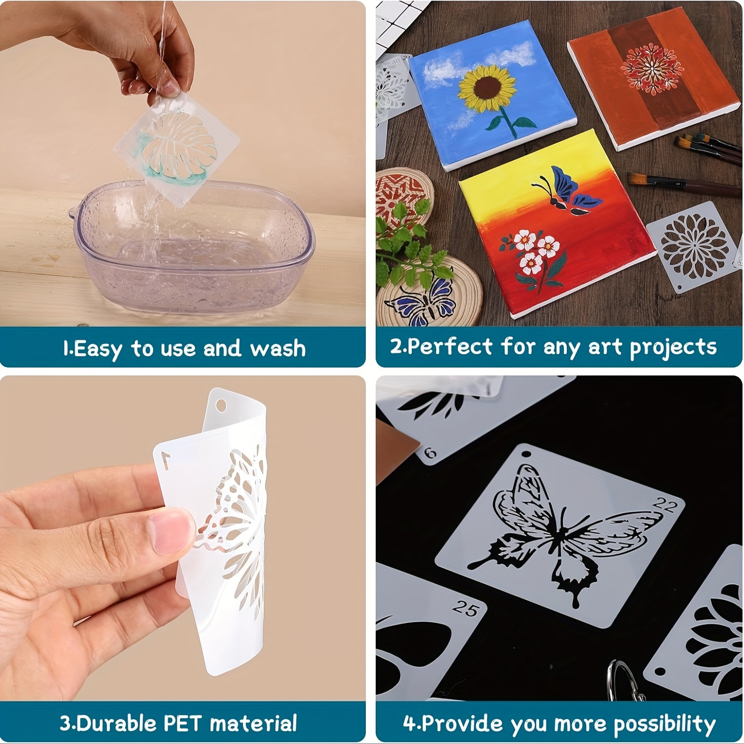 40pcs Reusable Plastic Mandala Stencils for Crafts