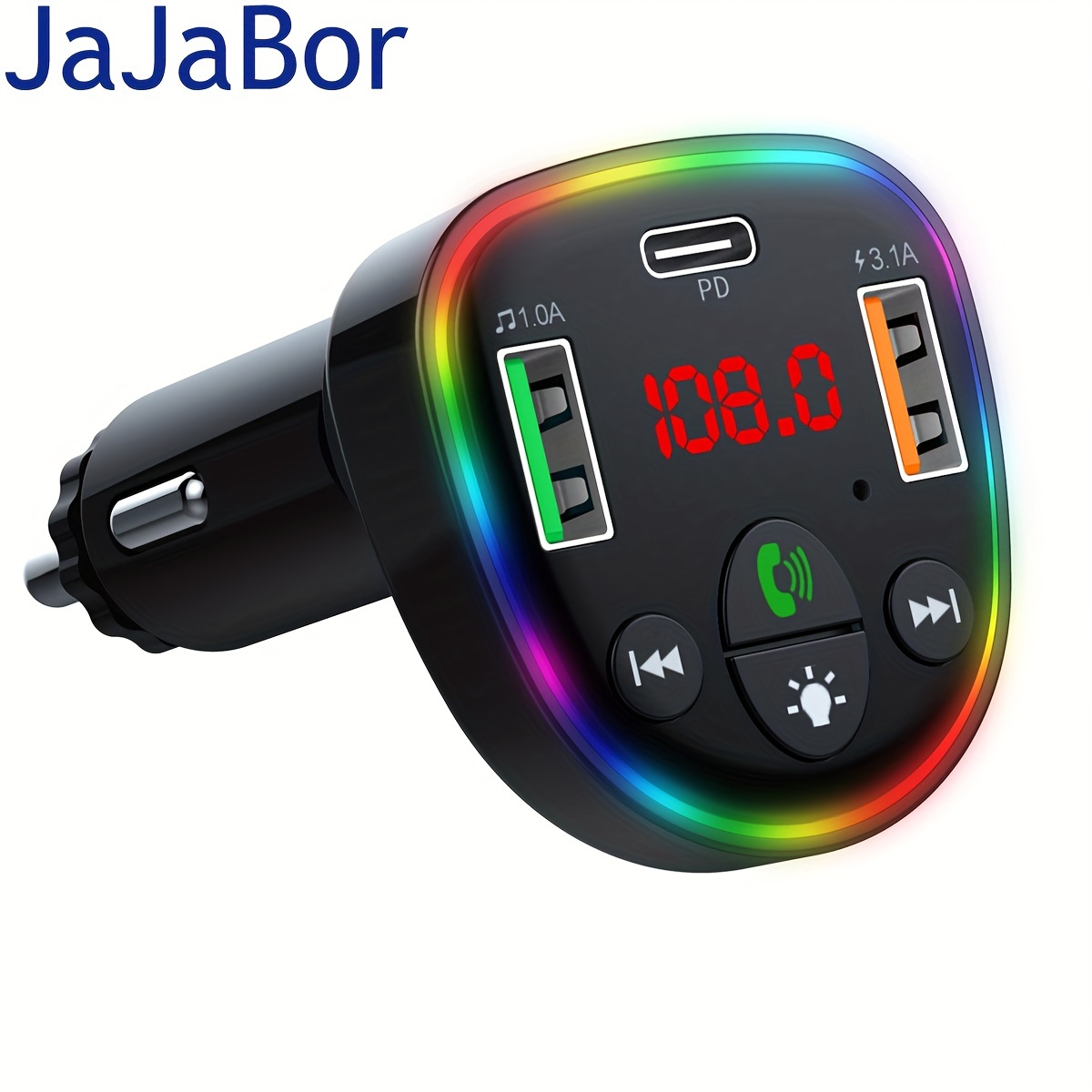 Jajabor Fm Transmitter Colorful Lights Wireless 5.0 - Temu
