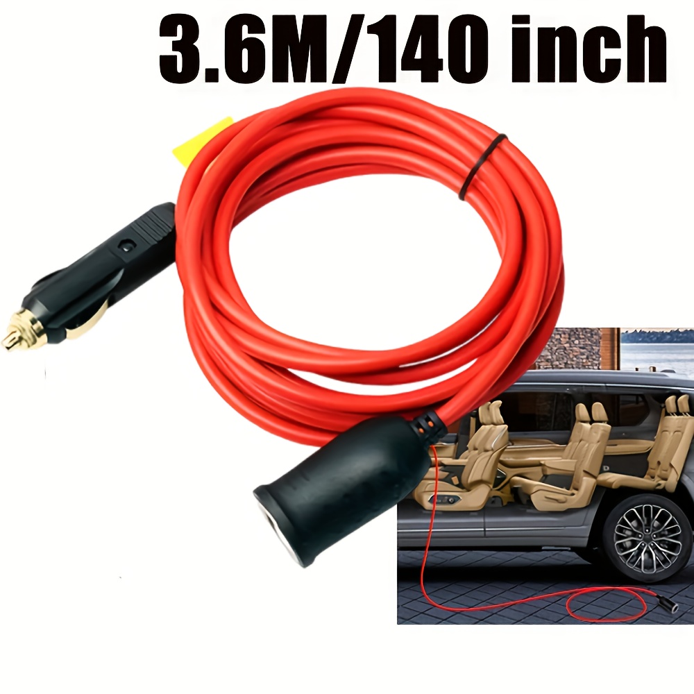 1pc Car Cigarette Lighter Male To Female Socket 140in 12V/24V 120W/10A  Heavy Duty Extension Cord Compatible With Air Compressor Fridge Car Vacuum