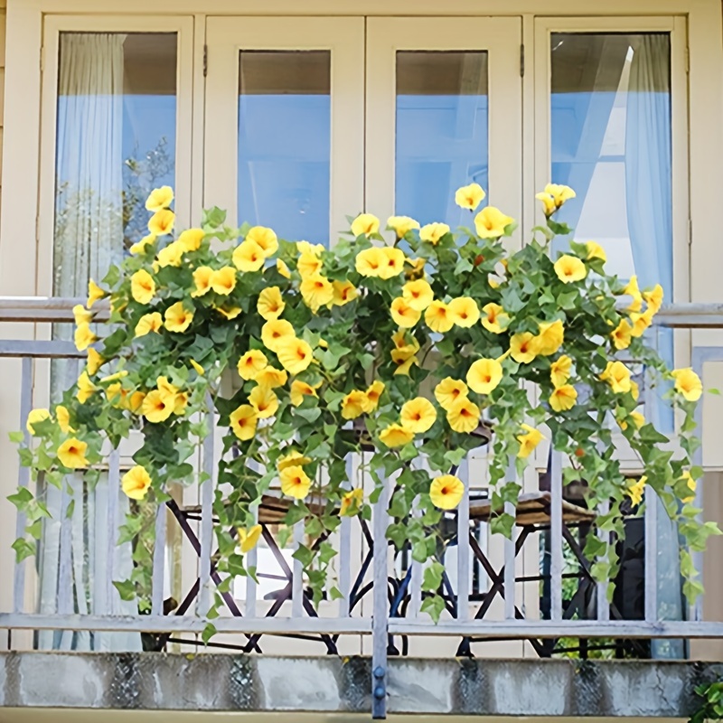 Artificial Vines Artificial Morning Glory Trumpet Flower Vine Fake Green  Plant Outdoor Wedding Hanging Baskets Decor