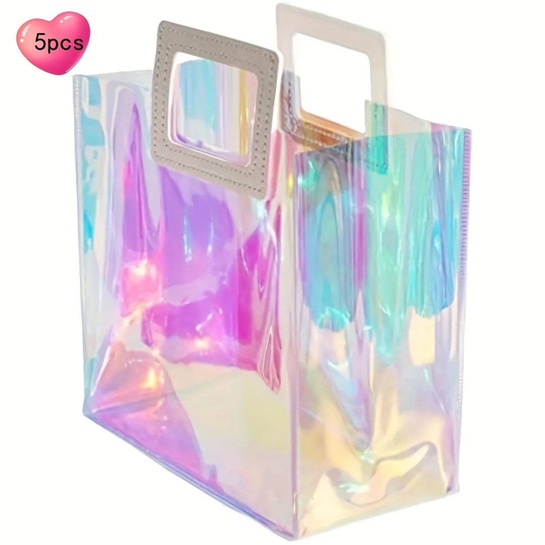 5pcs, PVC Handbag Wedding Party Supplies Laser Bag Gift Bag Shopping Bag