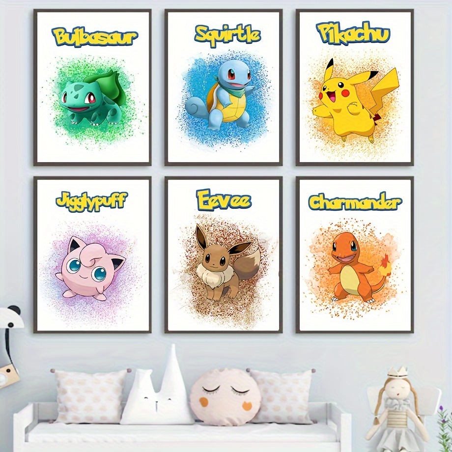 Affiche Imprimée Dessin Animé Japonais Pokemon, Portrait, Bande Dessinée,  Charizard, Blastoise, Pour Chambre D'Enfants, Cadeaux Pour Chambre À  Coucher, Décor Mural 40*40cm