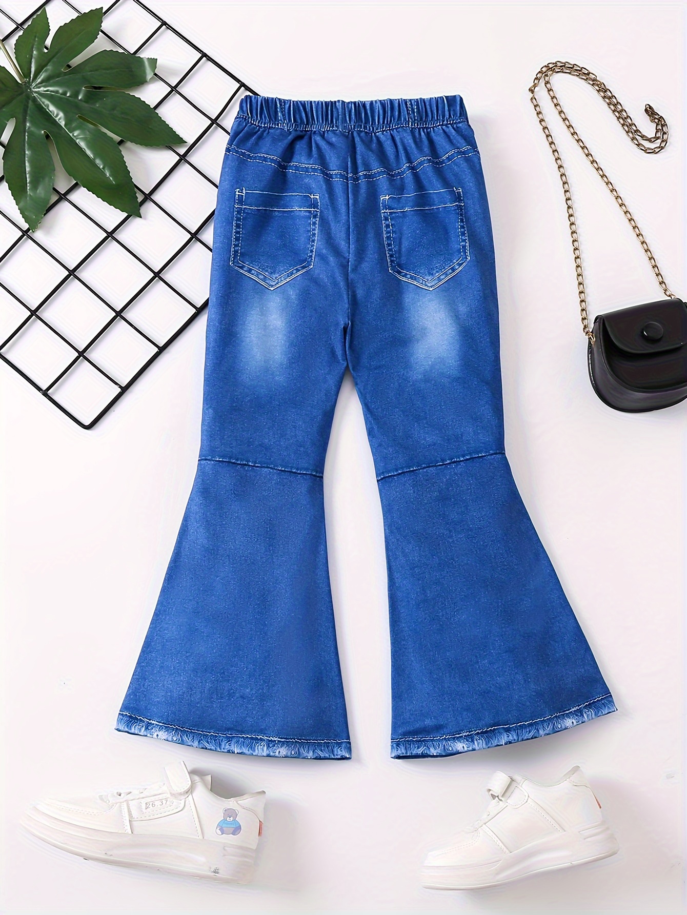 Kids Girls Denim Flared Pants Bell-Bottom Casual Jeans Trousers Fashion  Leggings