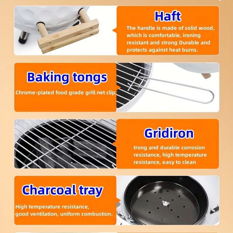 Grill Portable Globe Grill Outdoors Grill Bbq Portable Golf Temu