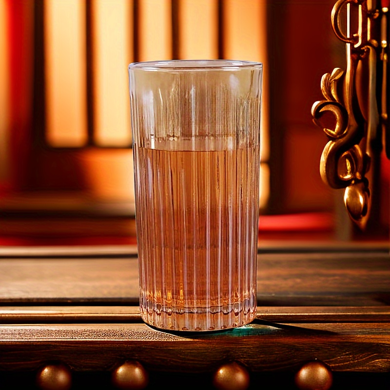 1pc, Ribbed Glass Water Cup, Clear Glass Coffee Cups, Creative Drinking  Cups, Summer Winter Drinkware, Home Kitchen Items