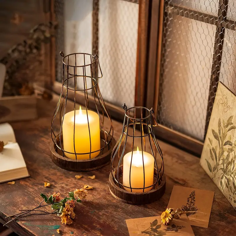 Rustic Indoor Lanterns, Set of 2