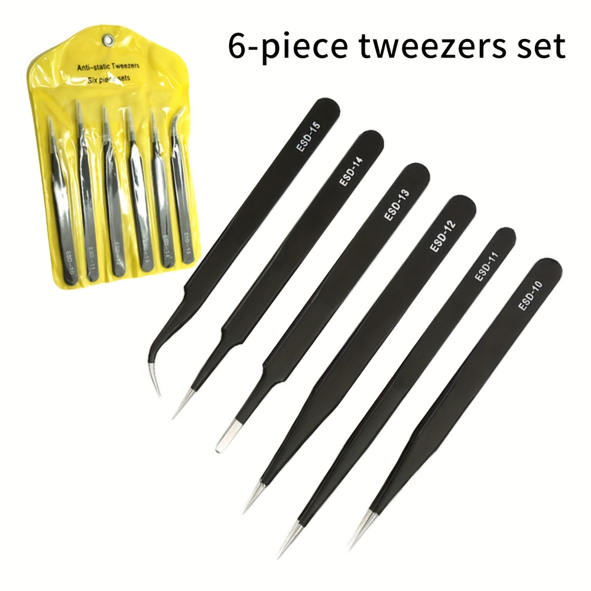 6pcs Precision Reverse Ceramic Tweezers Pointed Curved Tips Tweezer Set Non  Conductive, Anti Magnet