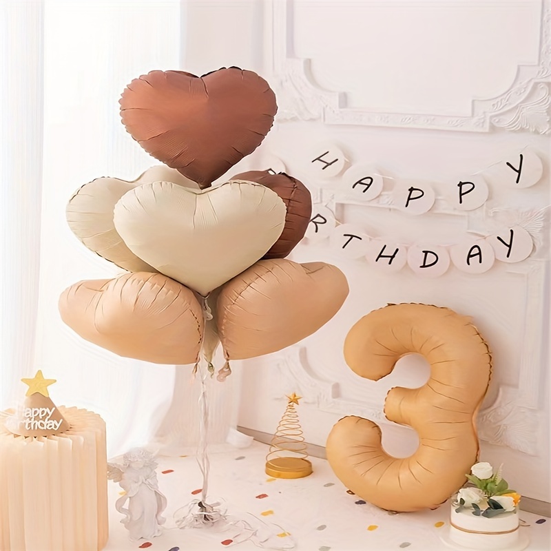 2 Piezas Globos Corazón Caramelo Beige Globos Feliz - Temu