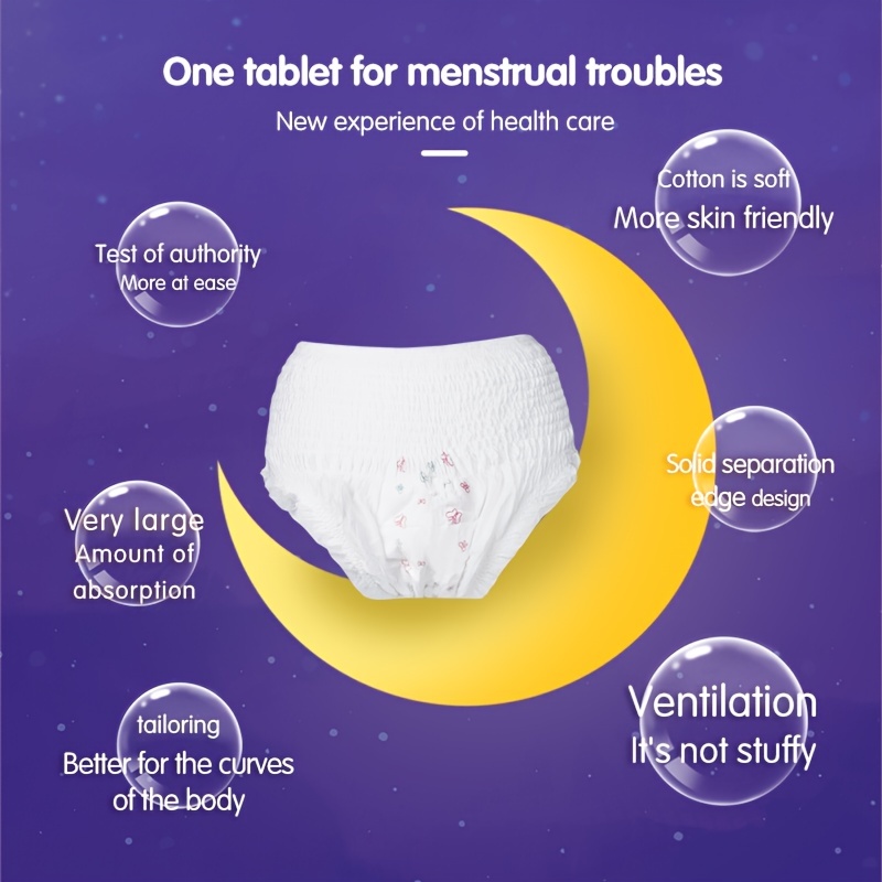 3pcs/Bag Night Use Sanitary Pads Briefs Disposable Menstrual