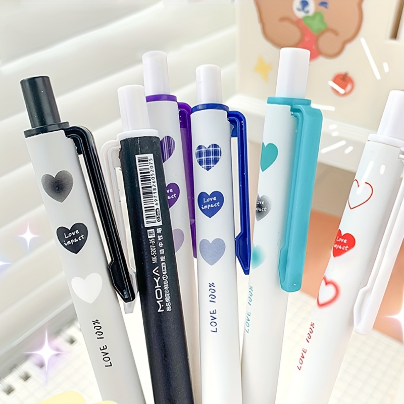 Black Cute Heart Shaped Click Gel Ink Pens For Students - Temu