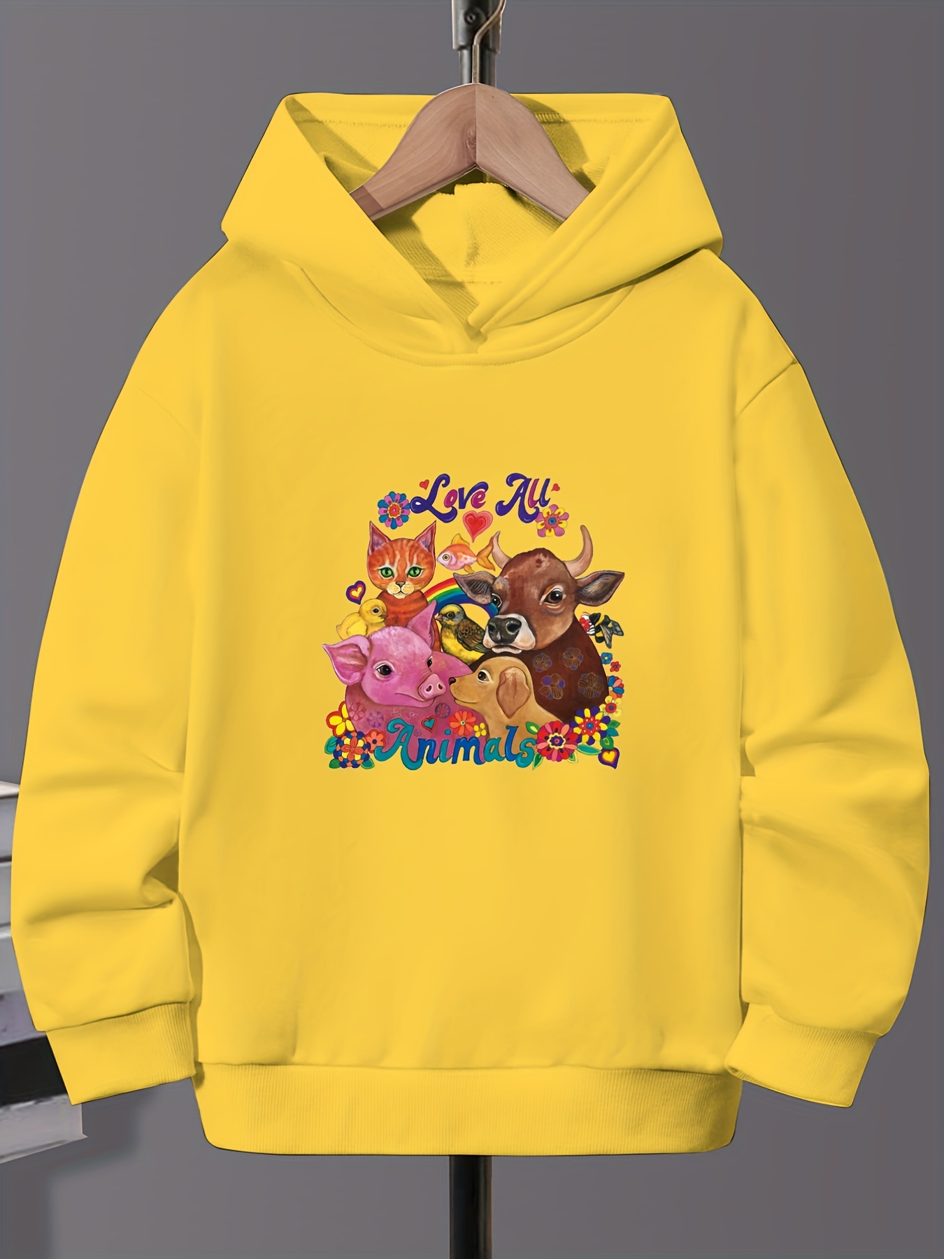 ''love Animals'' Graphic Teens/ Kids Girls Casual Hoodie - Temu Netherlands