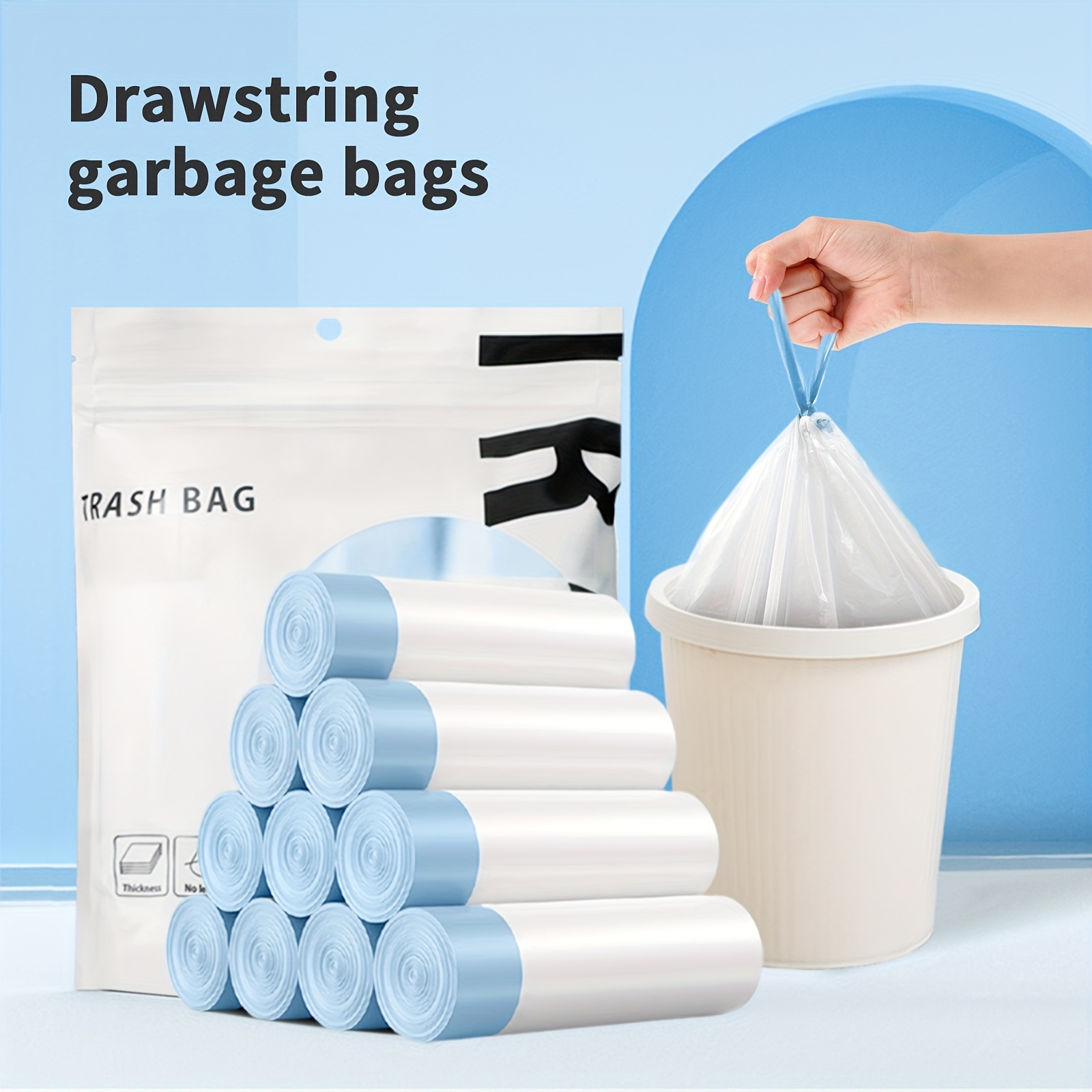  4 Gallon Drawstring Garbage Bags, Drawstring Trash