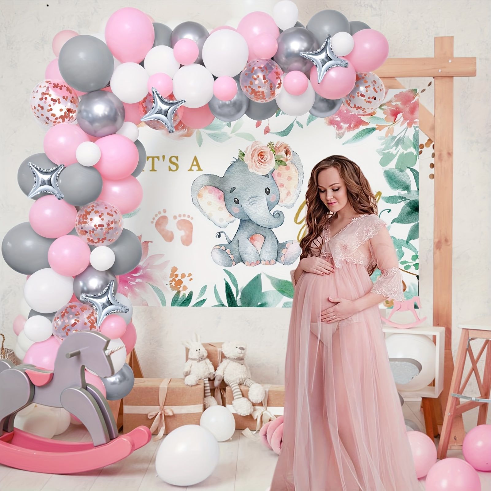 Décorations de baby shower , Ensemble de ballons roses de baby