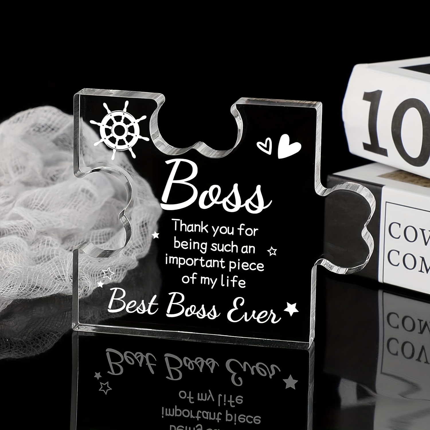 BAUBLEDAZZ Boss Lady Gifts for Women, Boss Lady Office Decor- Boss Lady  Desk Decor with Wooden Base- Best Boss Gifts for Women, Boss Birthday  Gifts