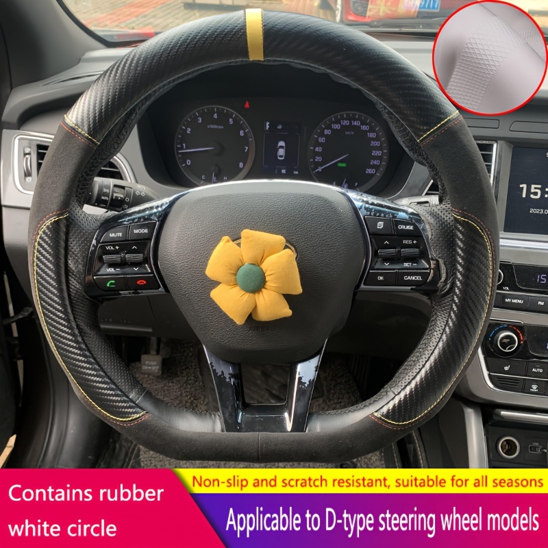 Upgrade Your Car with a Stylish Anti-Skid Plush Steering Wheel Cover -  Suitable for All Seasons!