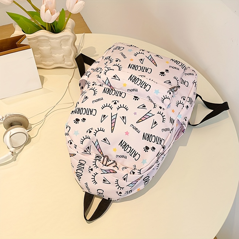 Cartoon Rainbow Print Backpack, Kawaii Cute Preppy College School Bookbag,  Casual Travel Daypack Knapsack For Students Girls - Temu