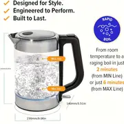 1pc, Drelex 60.87oz Electric Kettle, Glass Teapot And Hot Water Boiler, Food Grade 304 Stainless Steel, Indoor Water Dispenser, Coffee Pot, Automatic Power Outage And Anti Dry Burn Protection, 1200W, Household Use, BPA Free, Kitchen Accessories details 2