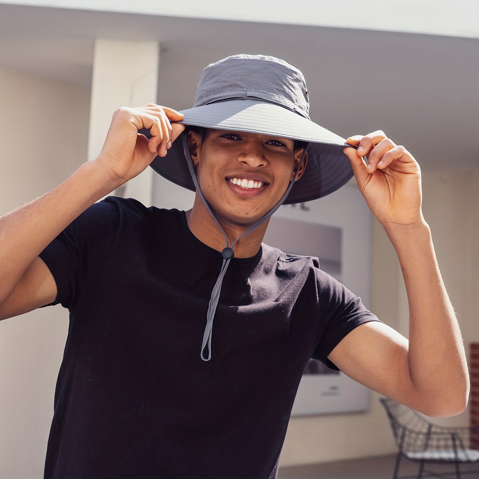 1pc Mens Sun Hat Waterproof Foldable Bucket Hat - Jewelry