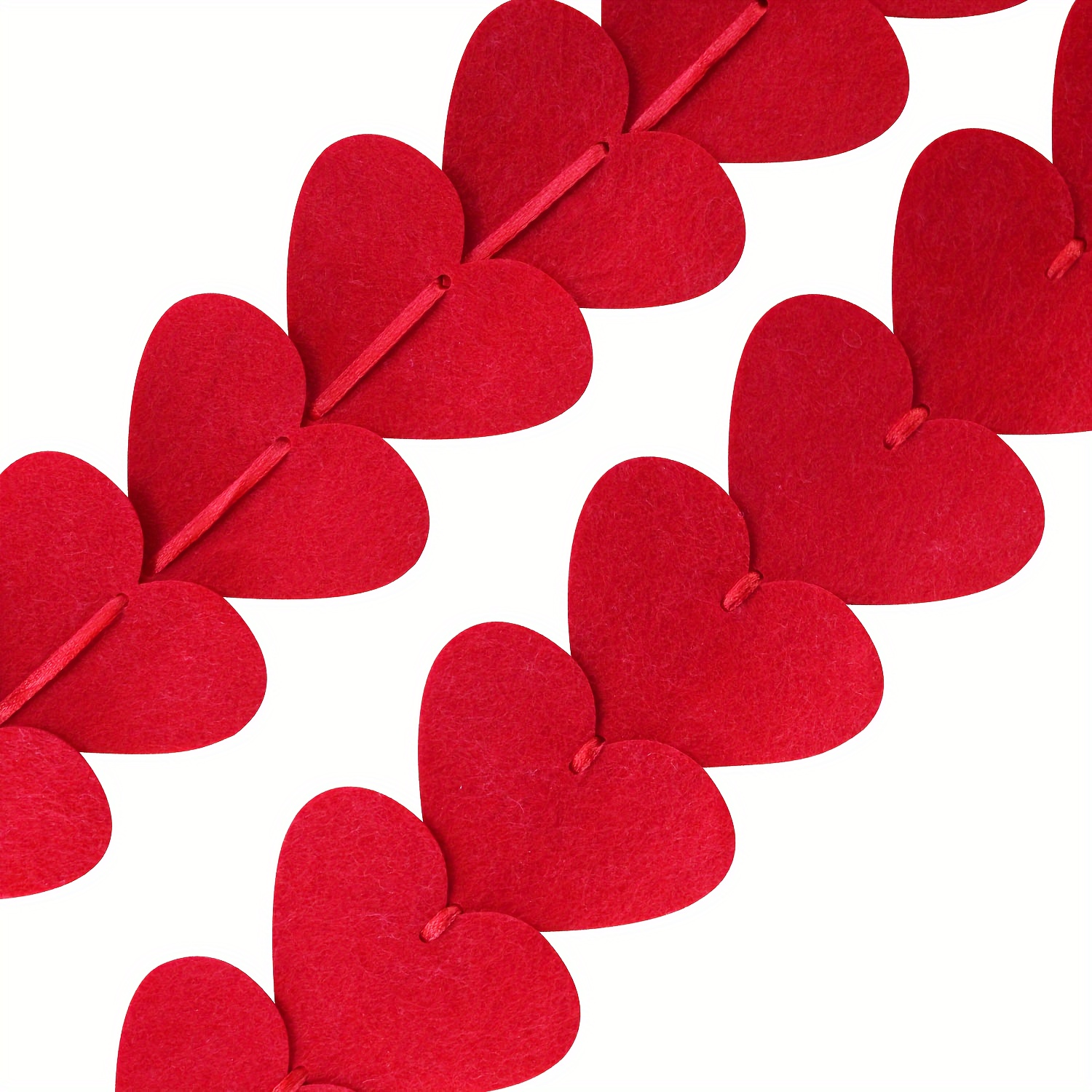 2Pcs/lot Red Hearts Felt Garland- Valentines Day Decorations Valentines  Heart Garland, Heart Decorations, Valentines Day Garland