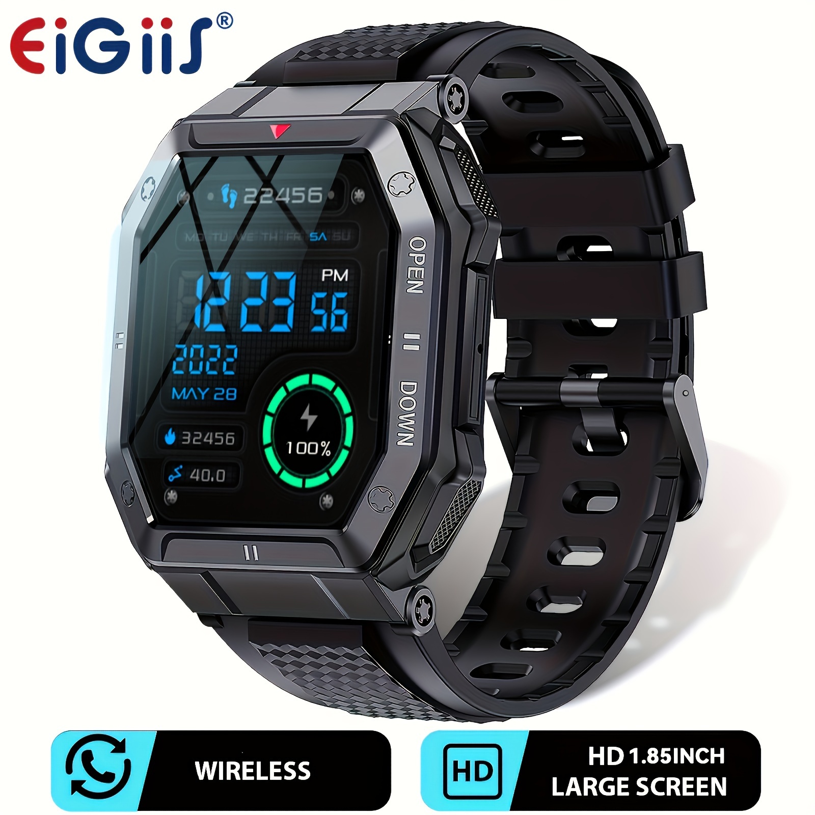 Military Smart Watch for Men(Answer/Make Calls) Rugged Tactical Fitness  Tracker