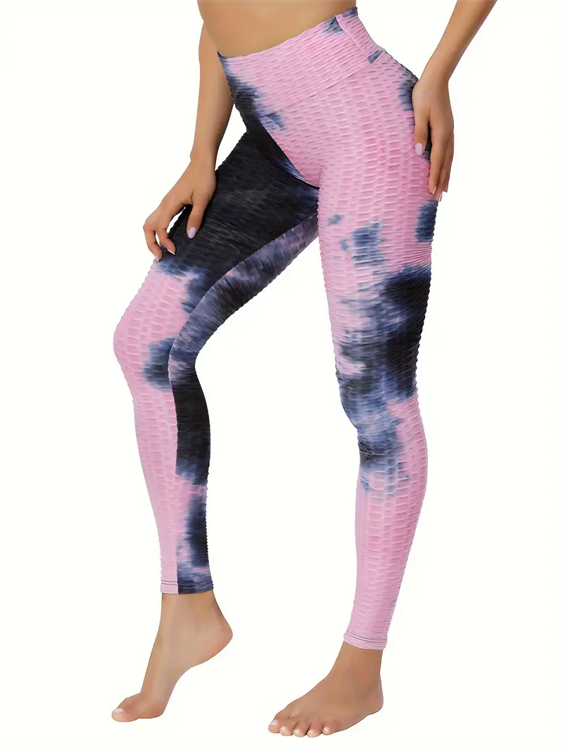 Fashion Tie Dye Honeycomb Yoga Leggings High Stretchy Slim - Temu