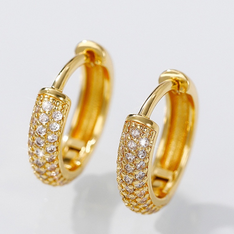 18K Plated Micro Pave Zircon Circle Small Hoop Earrings