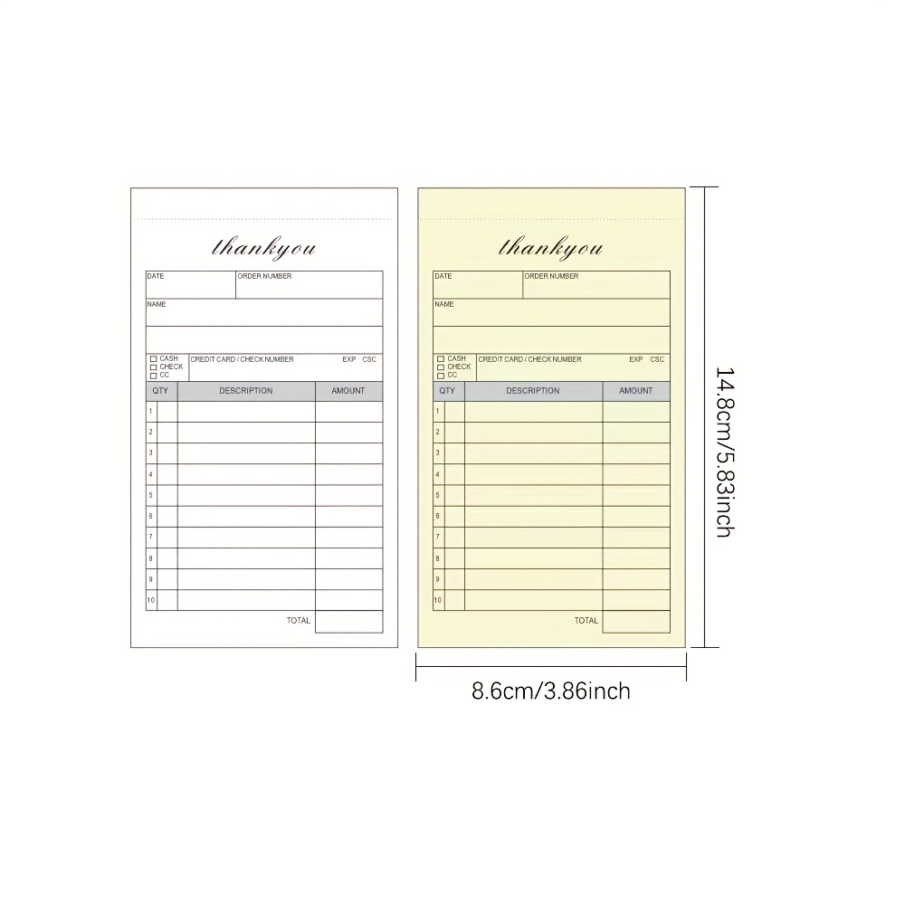 Order Books 2 Part Carbonless Invoice Book For Small - Temu