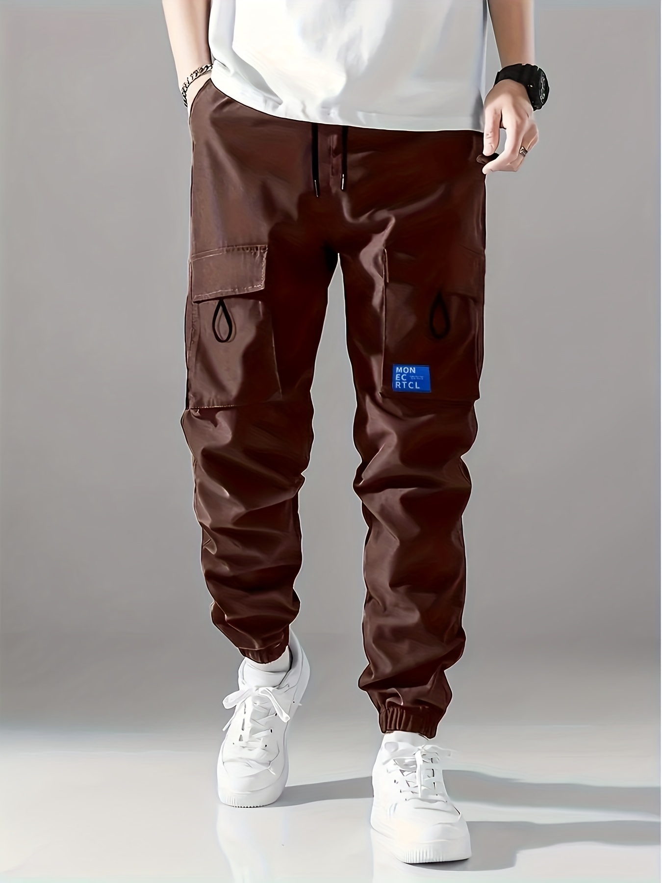 Solid Flap Pocket Loose Cargo Pants Casual Streetwear Loose - Temu