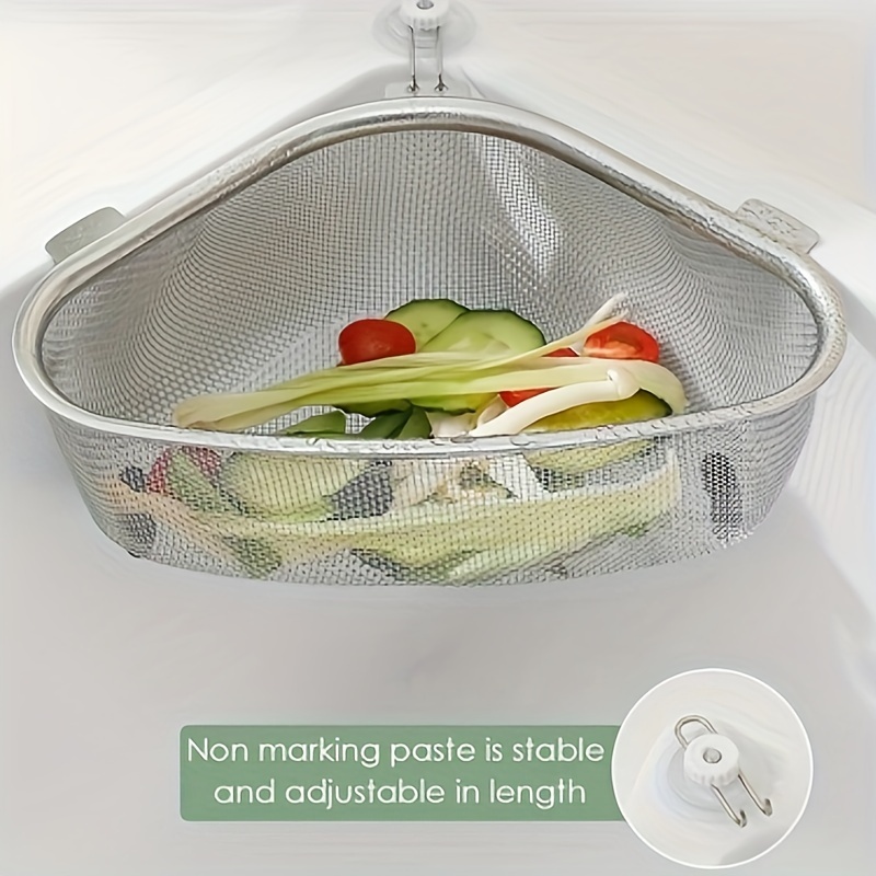 Sink Triangle Drain Basket Stainless Steel Fruit Skin - Temu