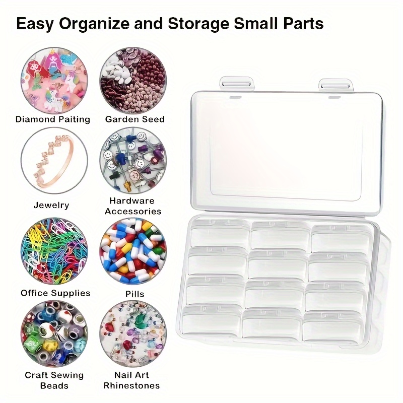 12 Pieces Small Clear Plastic Beads Storage Container and