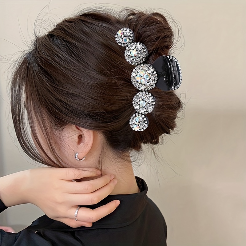 Tiny Pearl Ball Beaded Bow French Hair Barrette Elegant Women Hair Accessory