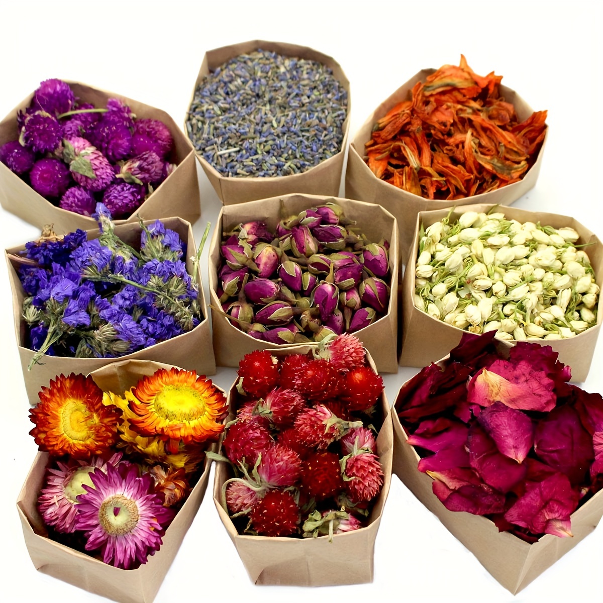 9 Bags Set Dried Flowers Perfect For Candle Soap - Temu