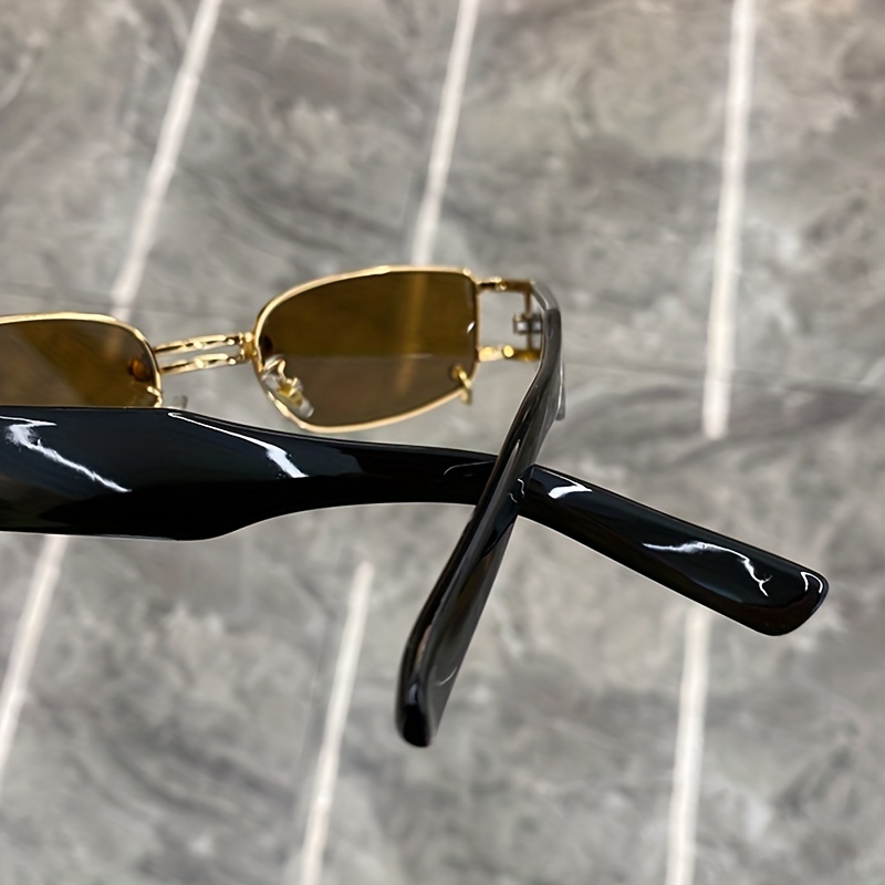 Metal Frame Rectangle Gold Aviator Sunglasses For Men And Women