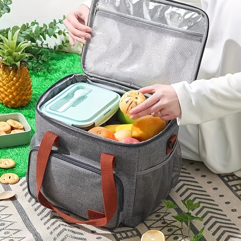 Insulated Lunch Bag for Women Men Double Deck Lunch Box, Reusable Leakproof  Lunch Box Cooler Tote Bag for Work Picnic School or Travel, Double