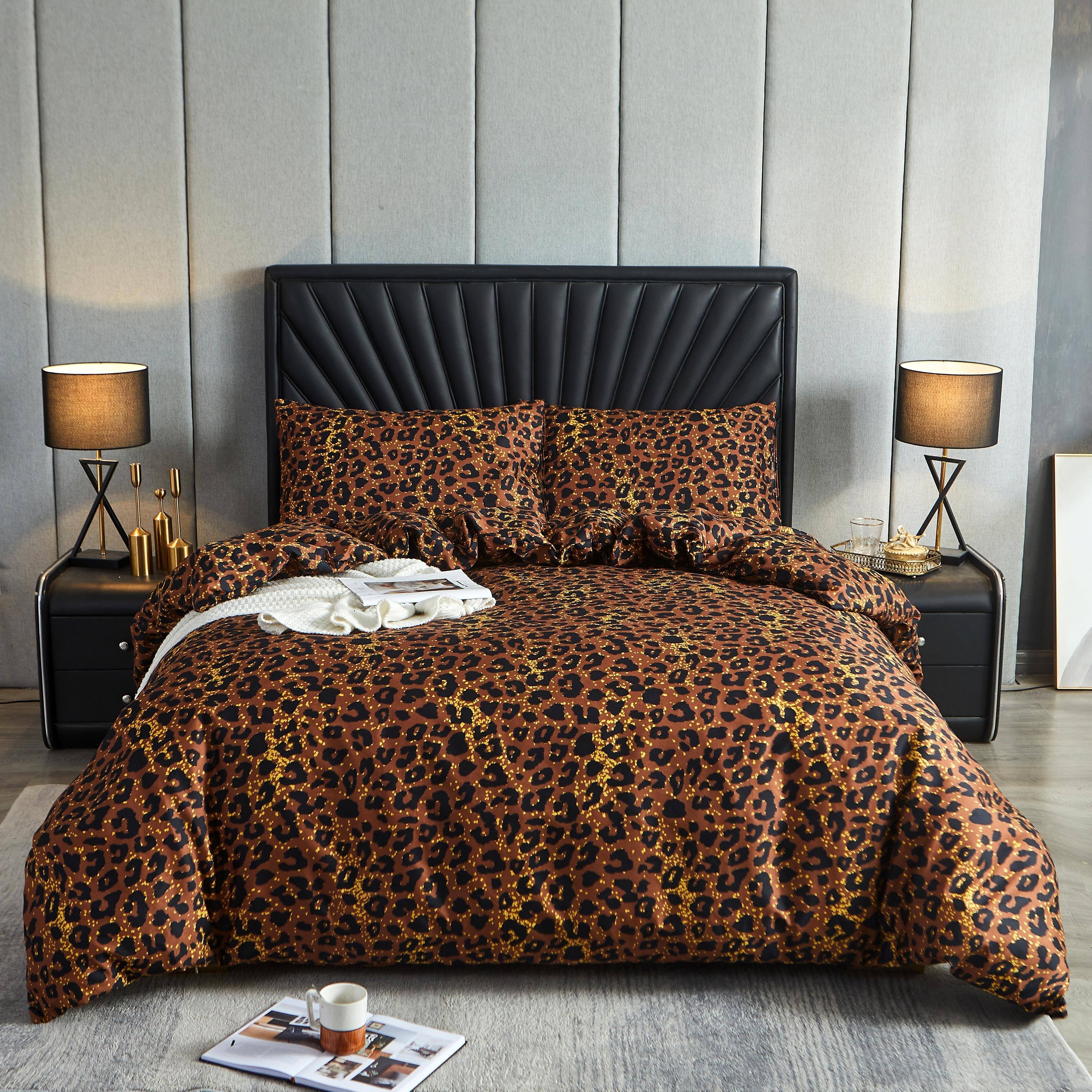 Soft And Luxurious Leopard Print Duvet Cover Set For Bedroom - Temu