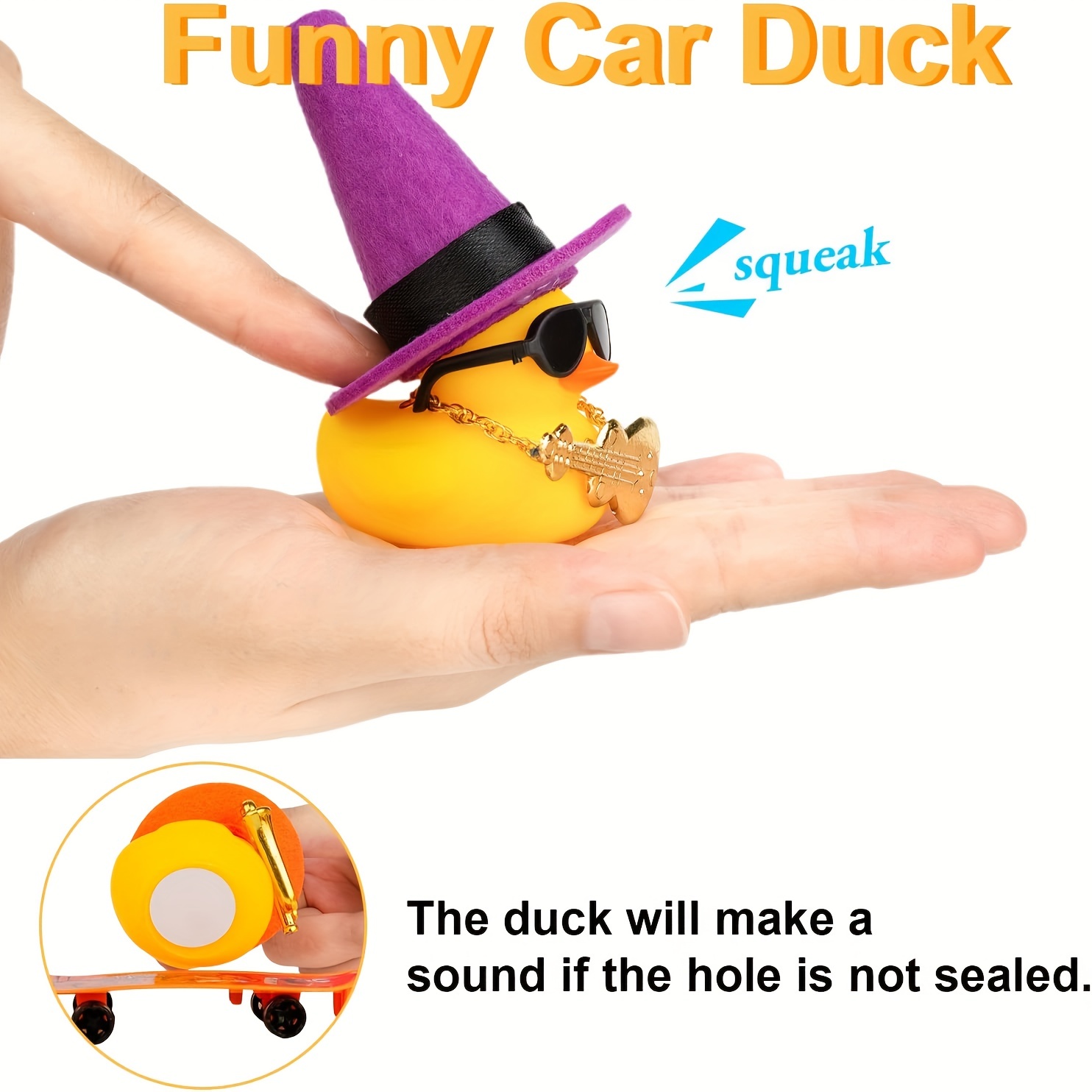 TINKER Rubber Duck Toy Car Ornaments Yellow Duck Car Dashboard Decorations  with Propeller Helmet 