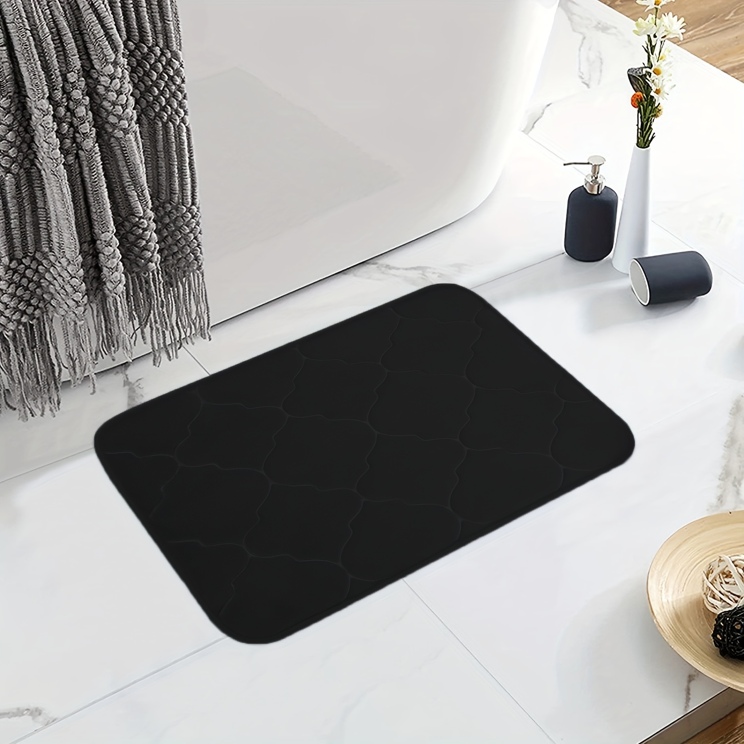 WIRIST Bath Mat/Shower Mat, Non-Slip, Super Absorbent Black, (23.6 x 15.7)
