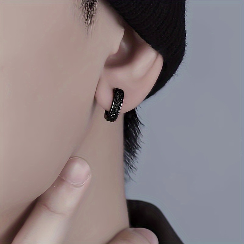 Men's Street Style Stainless Steel Matte Glitter Earrings