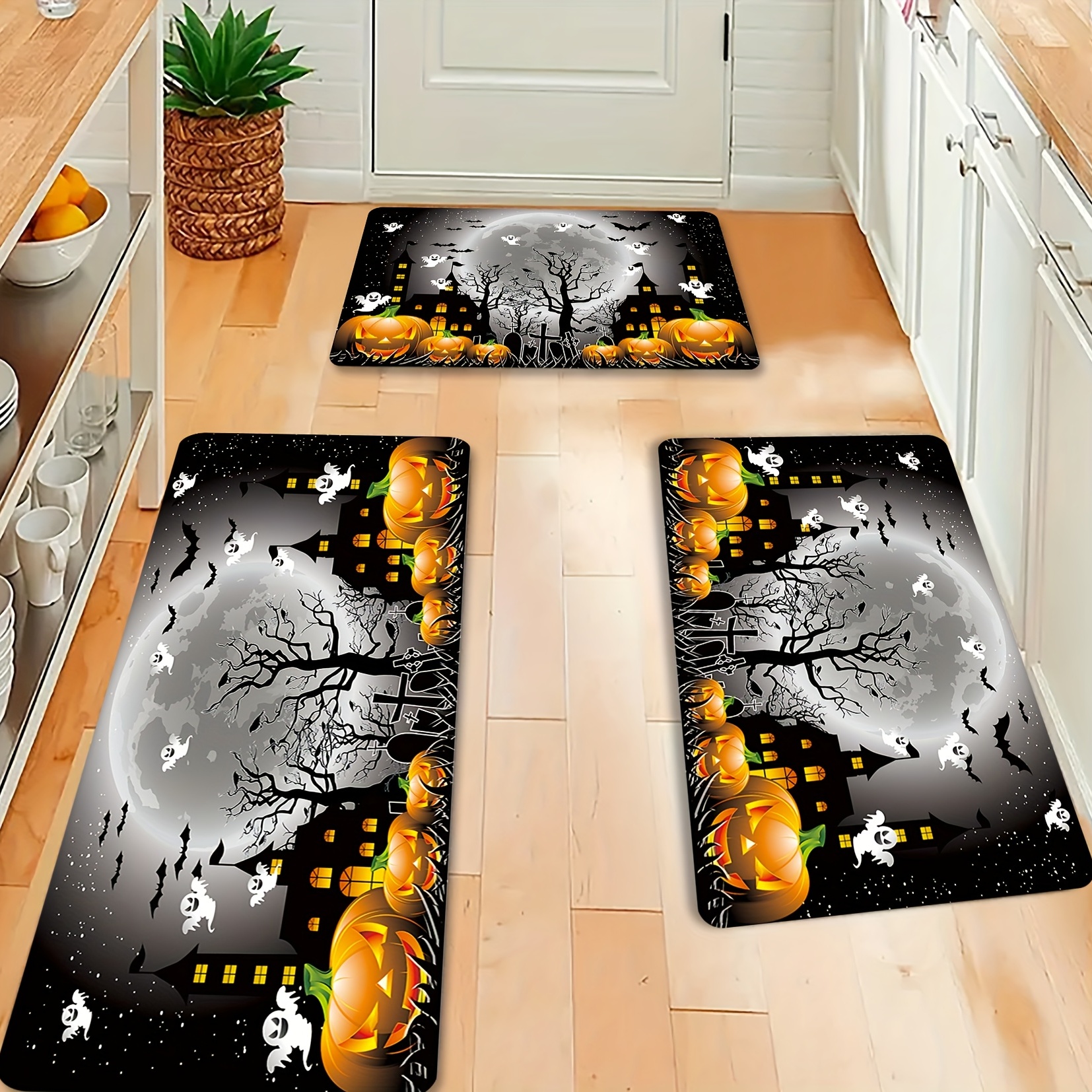 Extra Long Halloween Pumpkin Castle Rug Hallway Kitchen Mat - Temu