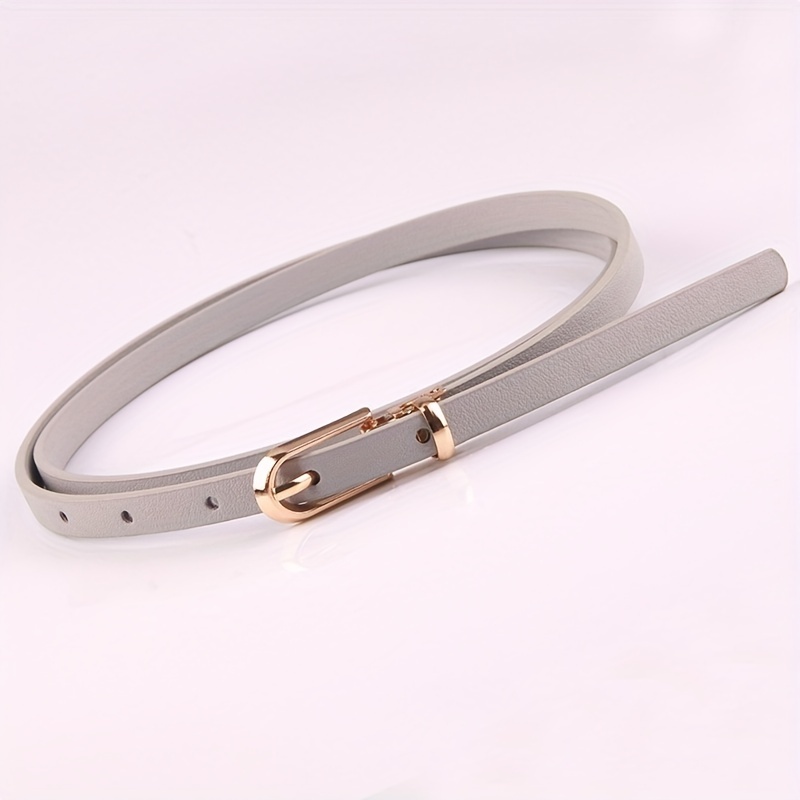 Thin Belt Oval Buckle PU Leather Jeans Pants Sweater Dress Girdle