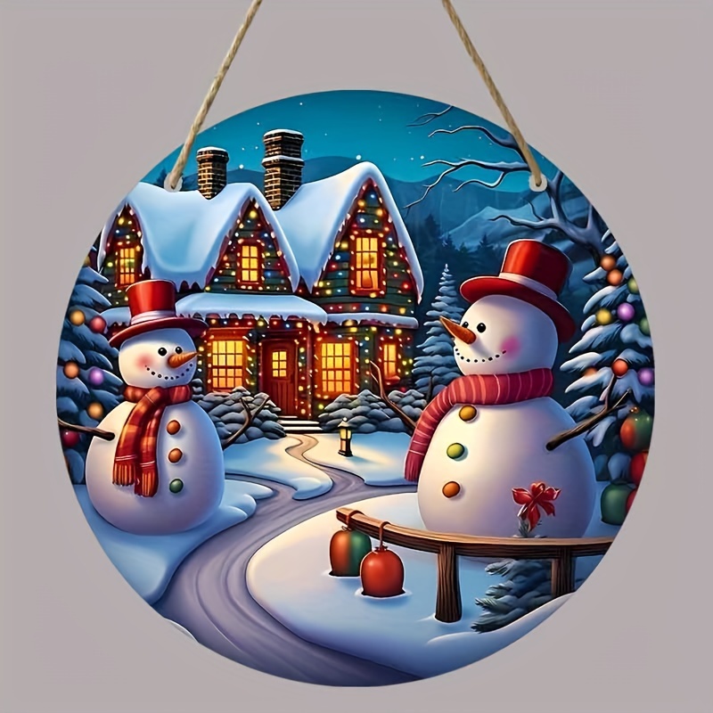 Pendentif De Noël En Diamant à Peindre - Décoration Murale Bonhomme De Neige Avec Chaîne, 20x20 Cm, Kit Créatif - 12