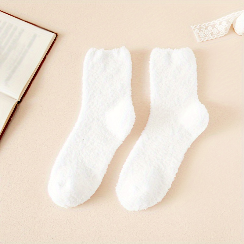 3 Pairs Warm Fuzzy Socks Soft Mid Tube Stockings