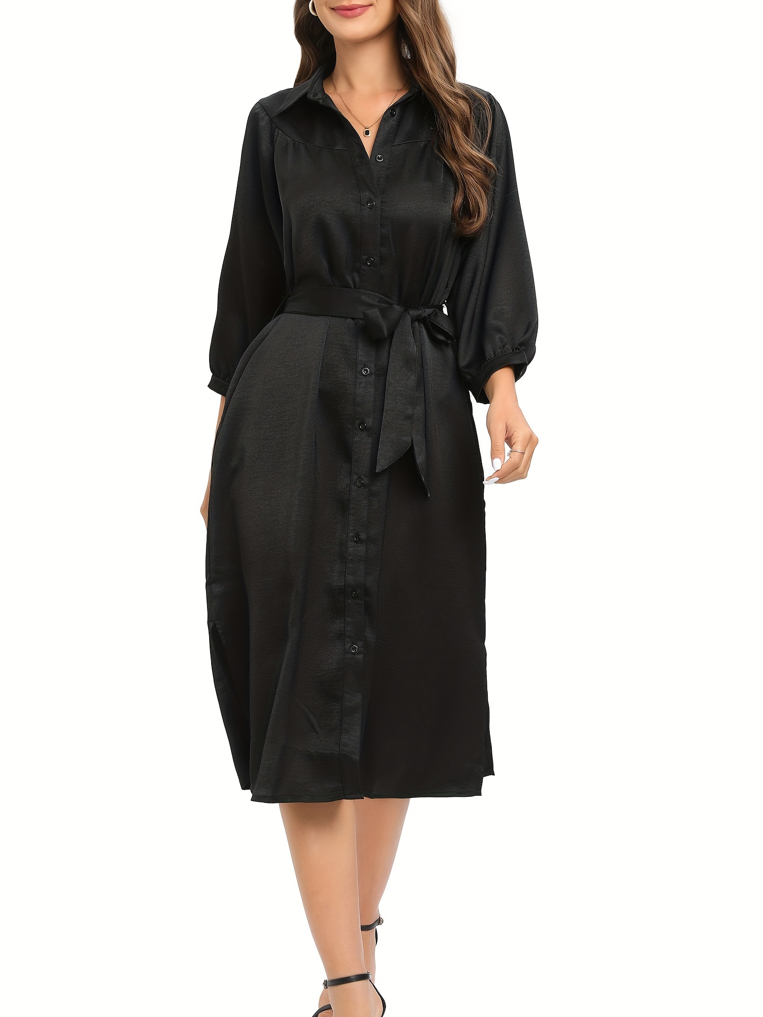 3/4 Sleeve Shirt Dress