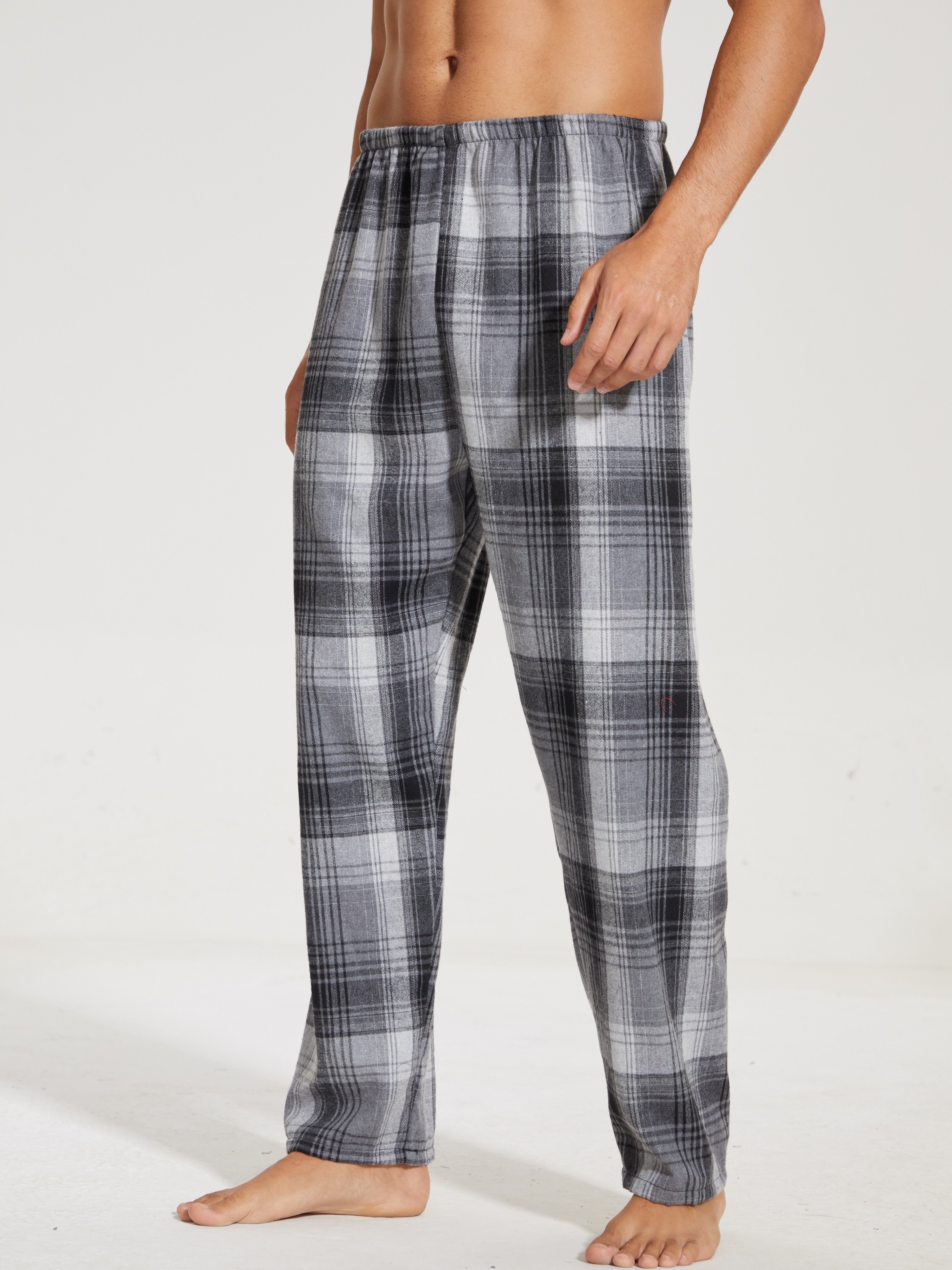 Just Love Women's Plush Pajama Pants - Soft and Cozy Lounge Pants (Grey -  Plaid, Large)
