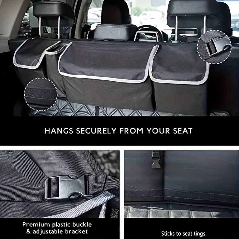 Car Trunk Hanging Organizer Backseat Storage Bag 4 Pockets 3 Straps Foldable